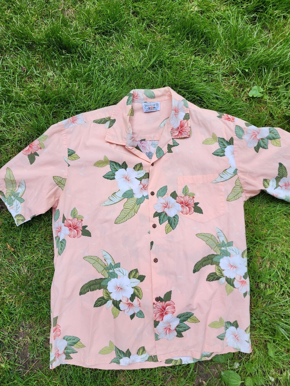 Mens Pacific Legend Hawaiian short sleeve shirt xl cotton pink floral